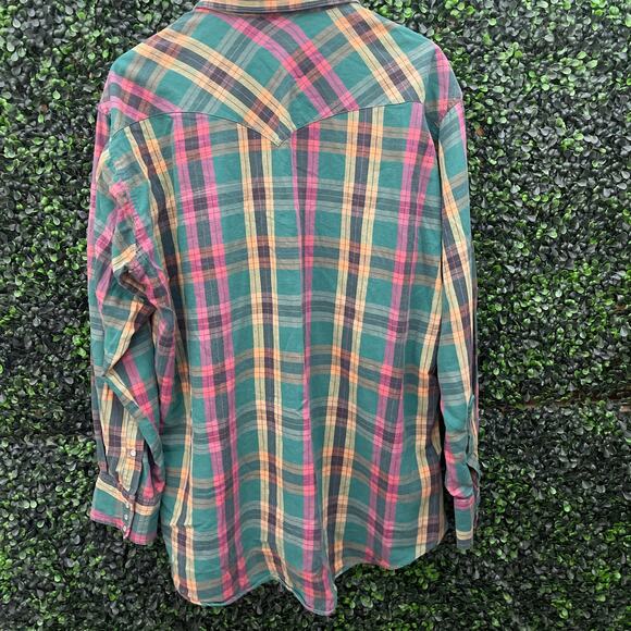 Pendleton Women's Plaid Button-Up Blouse - Green and Pink - Picture 7 of 9